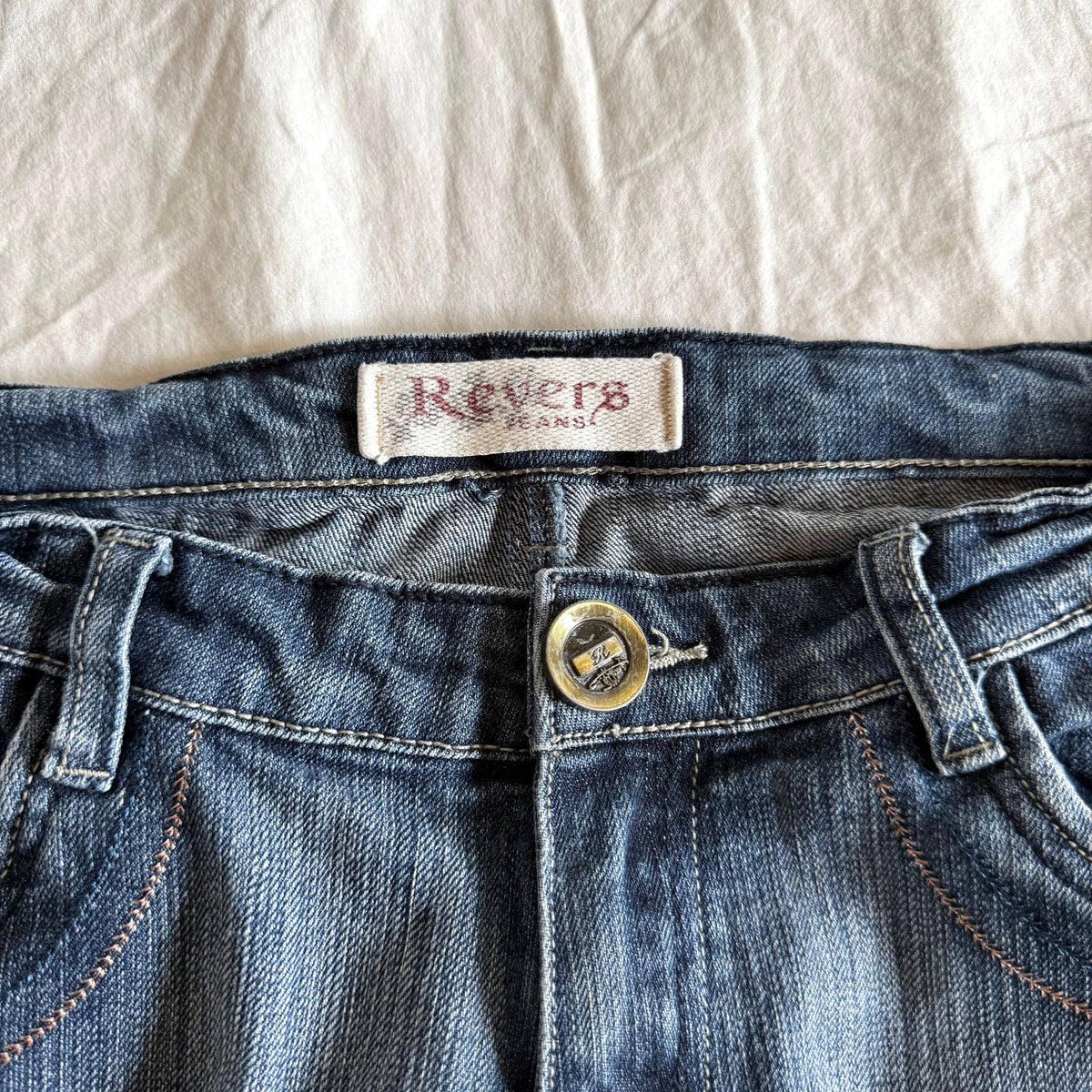 Revers Low-Rise Medium Wash Straight Fit Jeans - Size S/M