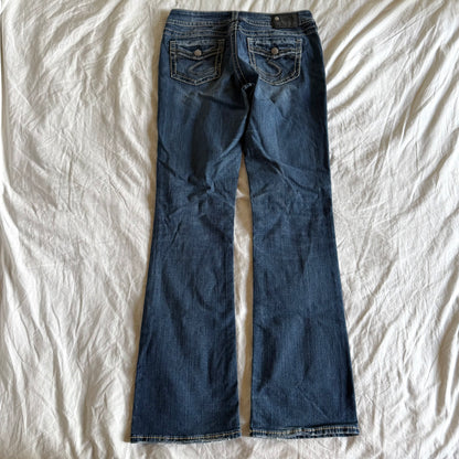 Silver Low-Rise Medium Wash Straight Fit Jeans - Size M