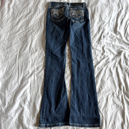 LA IDOL Low-Rise Dark Wash Bootcut Jeans - Size XXS/XS