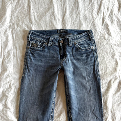 Silver Low-Rise Medium Wash Straight Fit Jeans - Size M