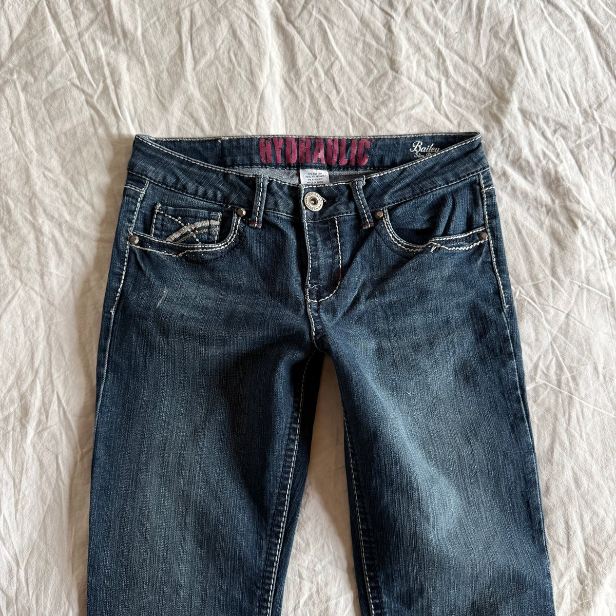 Hydraulic Low-Rise Dark Wash Slim Bootcut Jeans - Size S