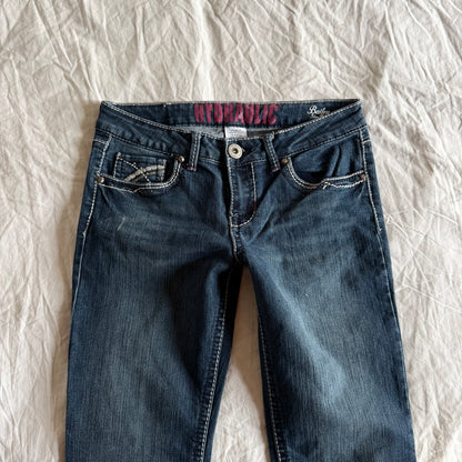 Hydraulic Low-Rise Dark Wash Slim Bootcut Jeans - Size S