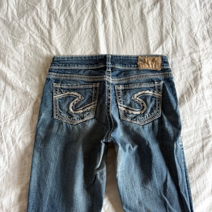 Silver Low-Rise Medium Wash Straight Fit Jeans - Size S