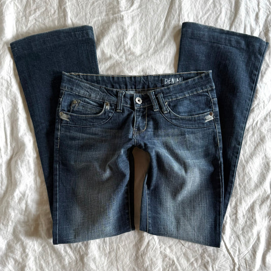 Mim Low-Rise Dark Wash Wide Leg Jeans - Size M/L