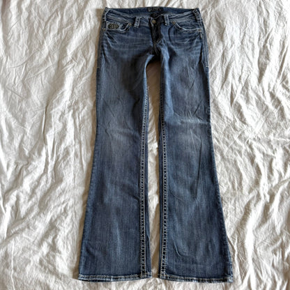 Silver Low-Rise Medium Wash Straight Fit Jeans - Size M