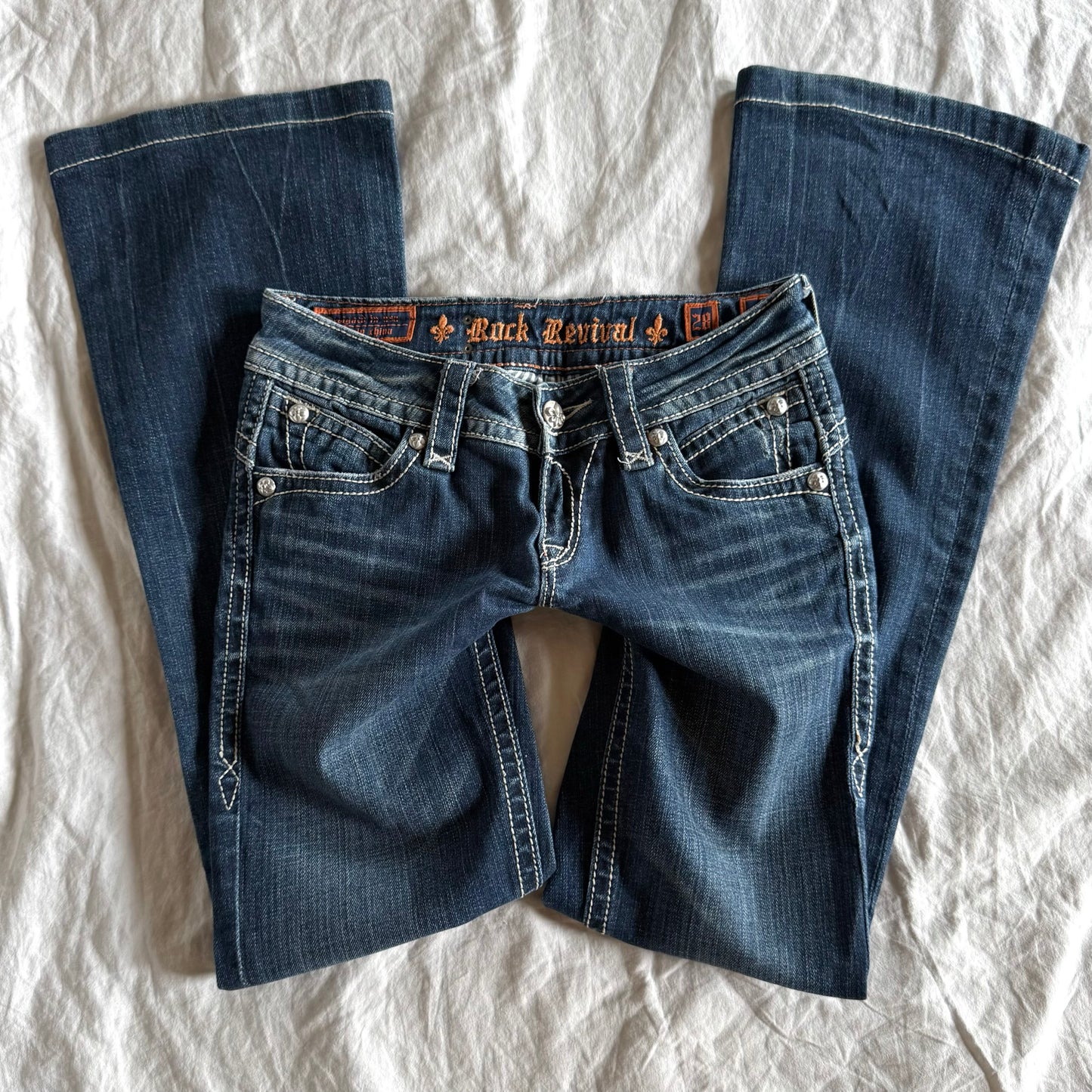 Rock Revival Low-Rise Dark Wash Bootcut Jeans - Size XS
