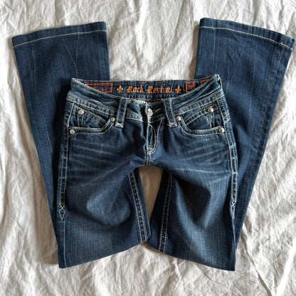 Rock Revival Low-Rise Dark Wash Bootcut Jeans - Size XS