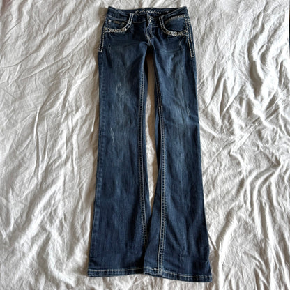 LA IDOL Low-Rise Dark Wash Bootcut Jeans - Size XXS/XS
