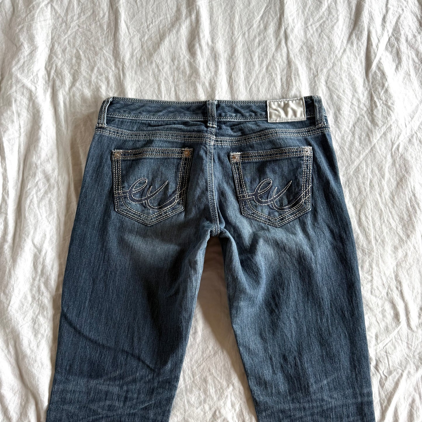 Express Low-Rise Dark Wash Straight Fit Jeans - Size S/M