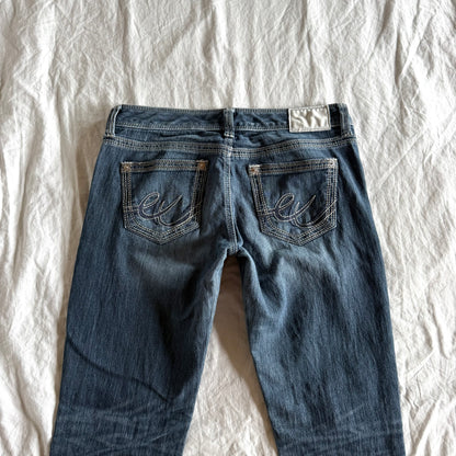 Express Low-Rise Dark Wash Straight Fit Jeans - Size S/M