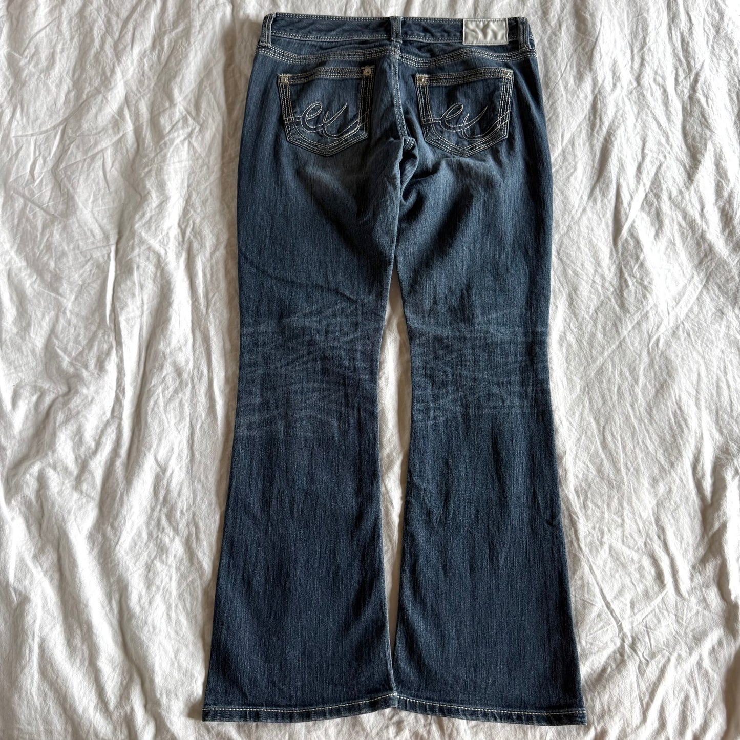 Express Low-Rise Dark Wash Straight Fit Jeans - Size S/M