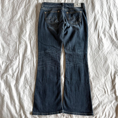 Express Low-Rise Dark Wash Straight Fit Jeans - Size S/M