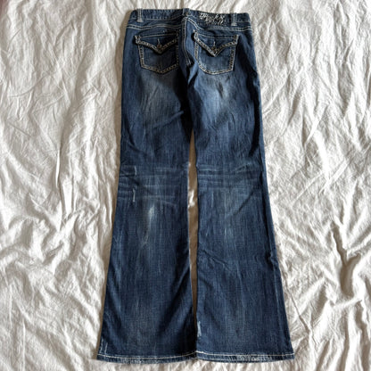 Rock & Roll Cowgirl Low-Rise Dark Wash Bootcut Jeans - Size M