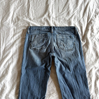 Sacred Blue Low-Rise Light Wash Flared Jeans - Size XS