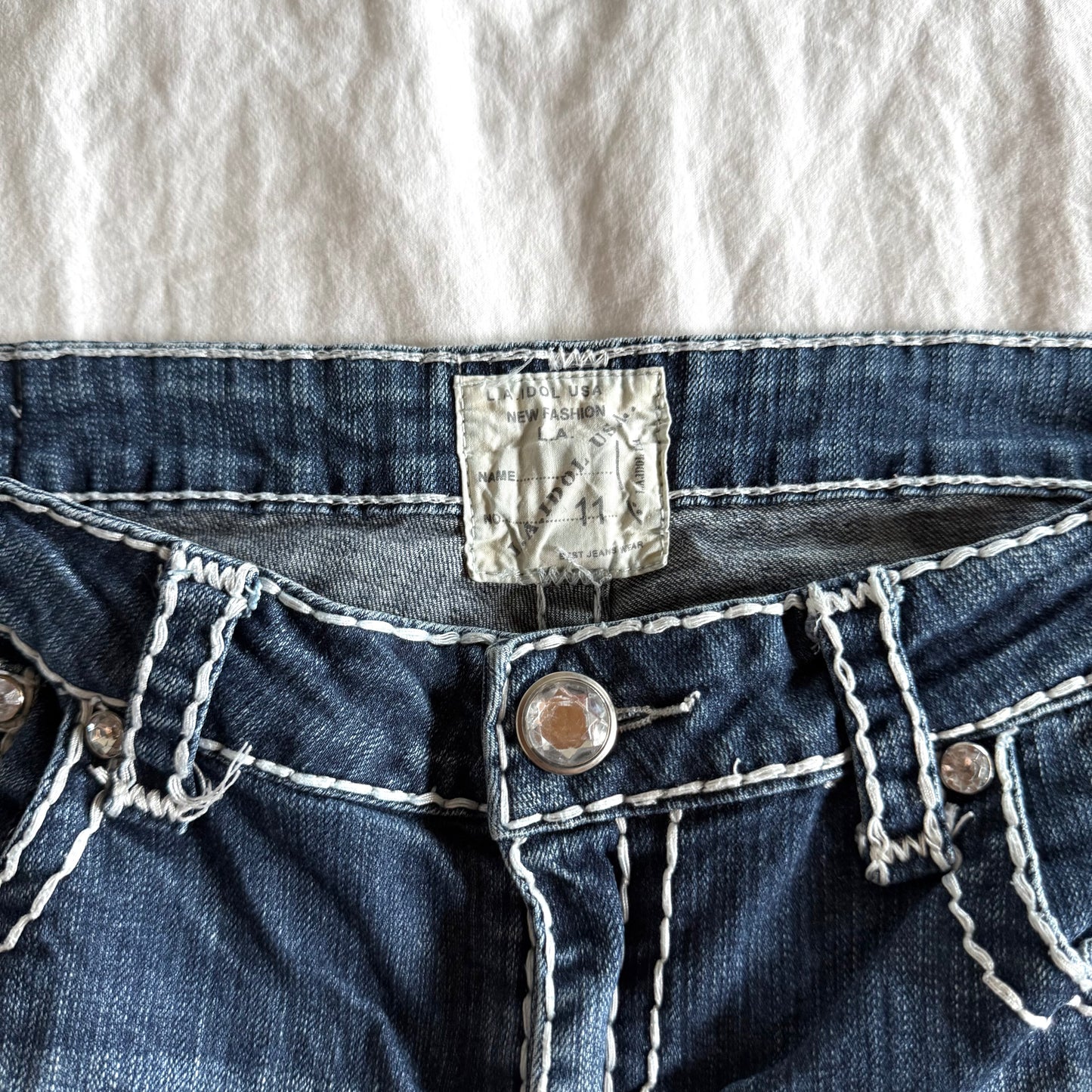 LA IDOL Low-Rise Dark Wash Bootcut Jeans - Size M
