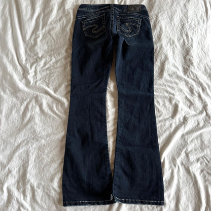 Silver Low-Rise Dark Wash Straight Fit Jeans - Size XXS