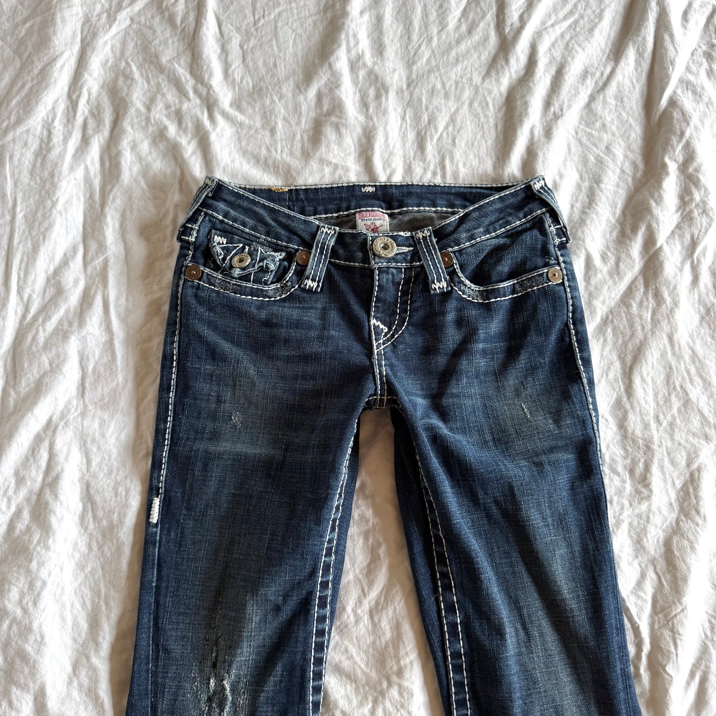 True Religion Low-Rise Dark Wash Bootcut Jeans - Size XXS