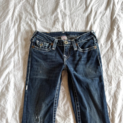 True Religion Low-Rise Dark Wash Bootcut Jeans - Size XXS