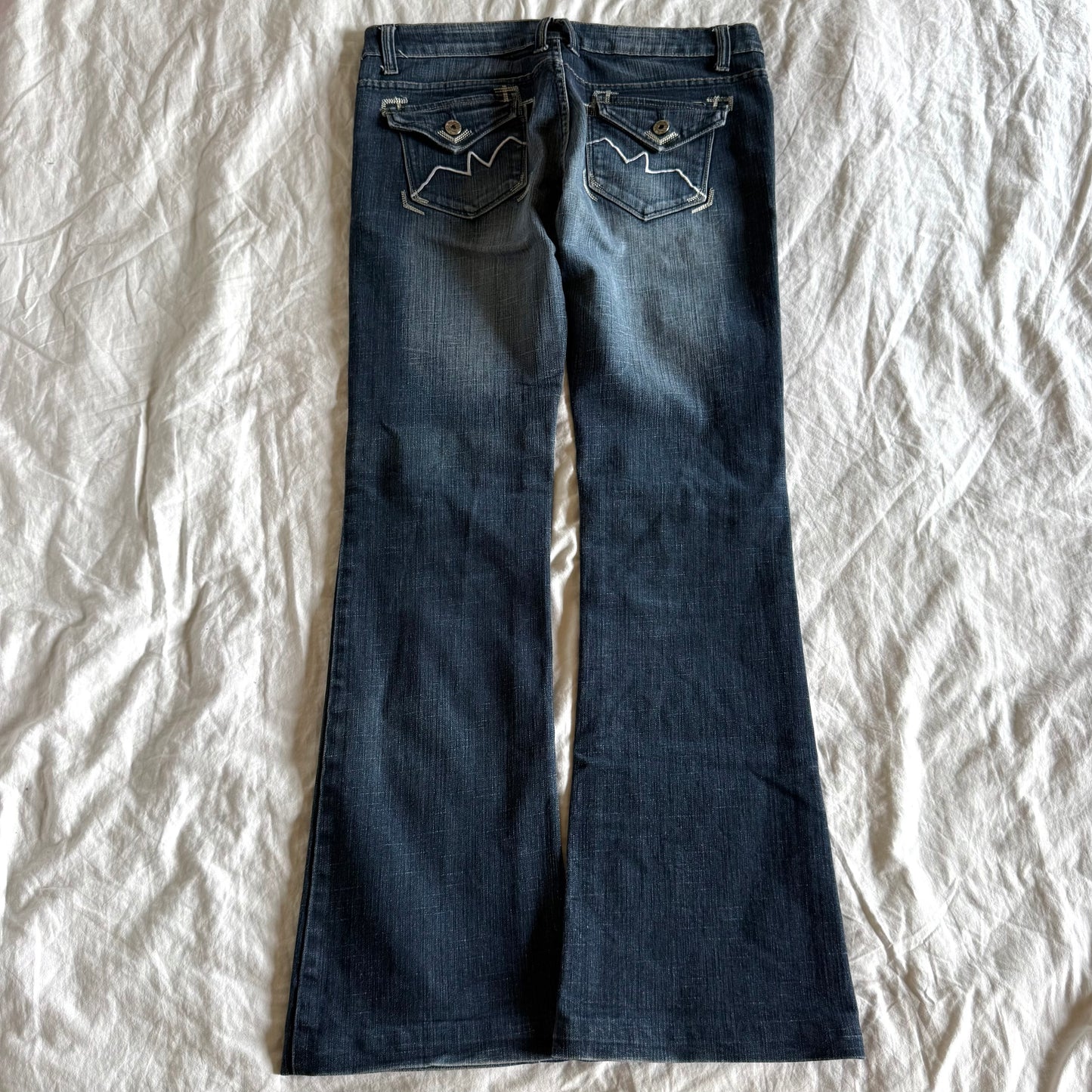Mim Low-Rise Dark Wash Wide Leg Jeans - Size M/L