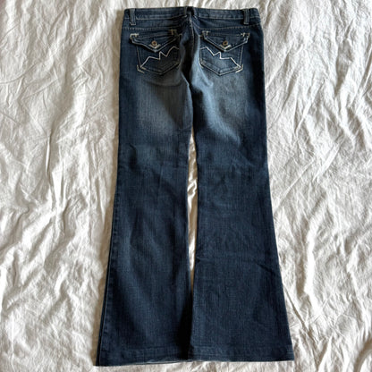 Mim Low-Rise Dark Wash Wide Leg Jeans - Size M/L