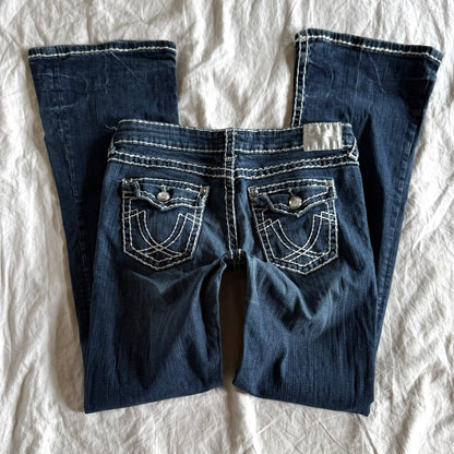 LA IDOL Low-Rise Dark Wash Bootcut Jeans - Size M