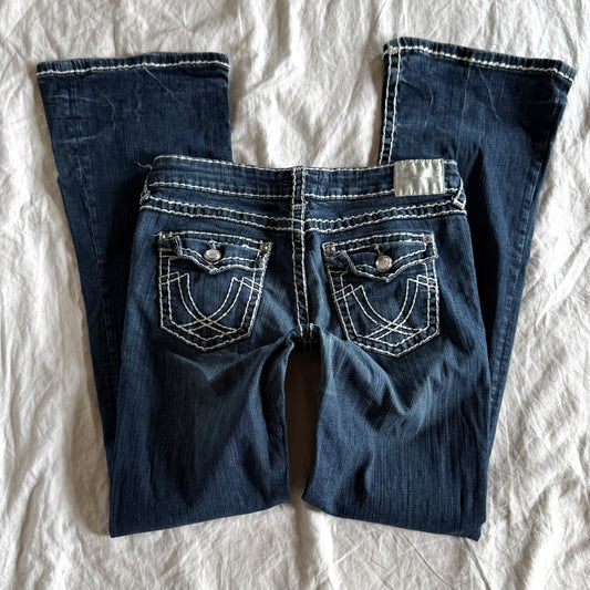 LA IDOL Low-Rise Dark Wash Bootcut Jeans - Size M