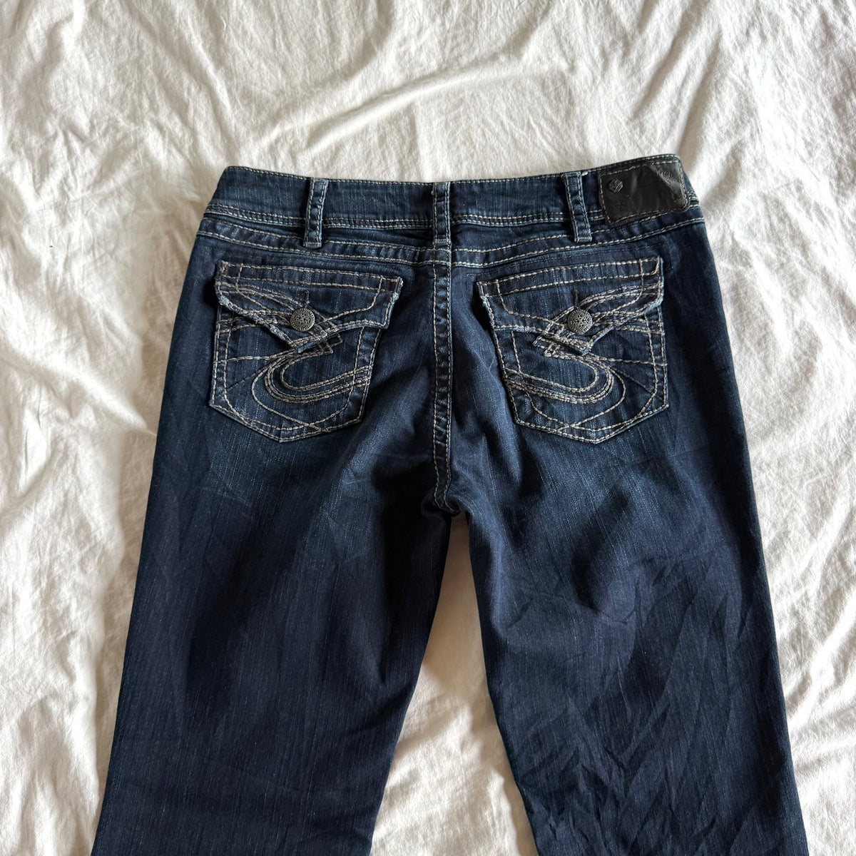 Silver Low-Rise Dark Wash Bootcut Jeans - Size L