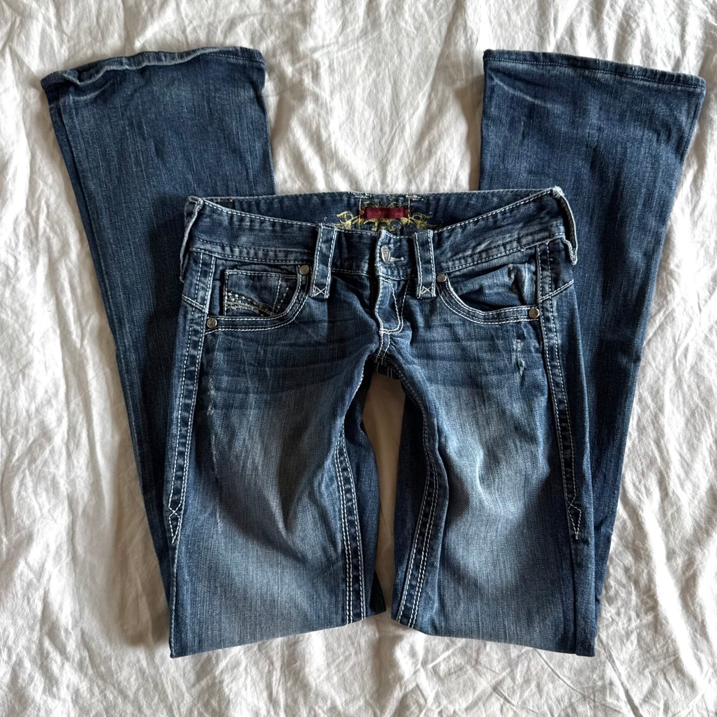 Maurices Ultra Low-Rise Medium Wash Bootcut Jeans - Size XXS