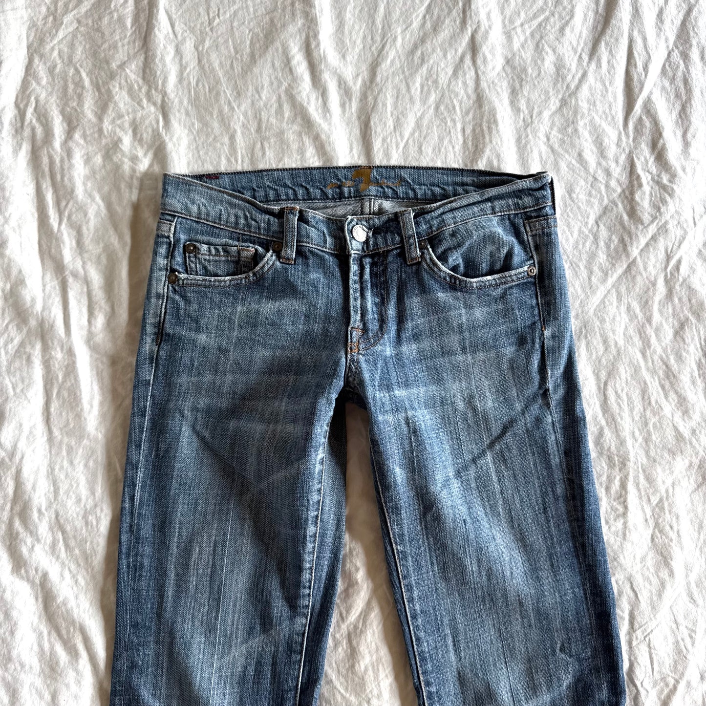 7 for All Mankind Low-Rise Medium Wash Straight Fit Jeans - Size XXS