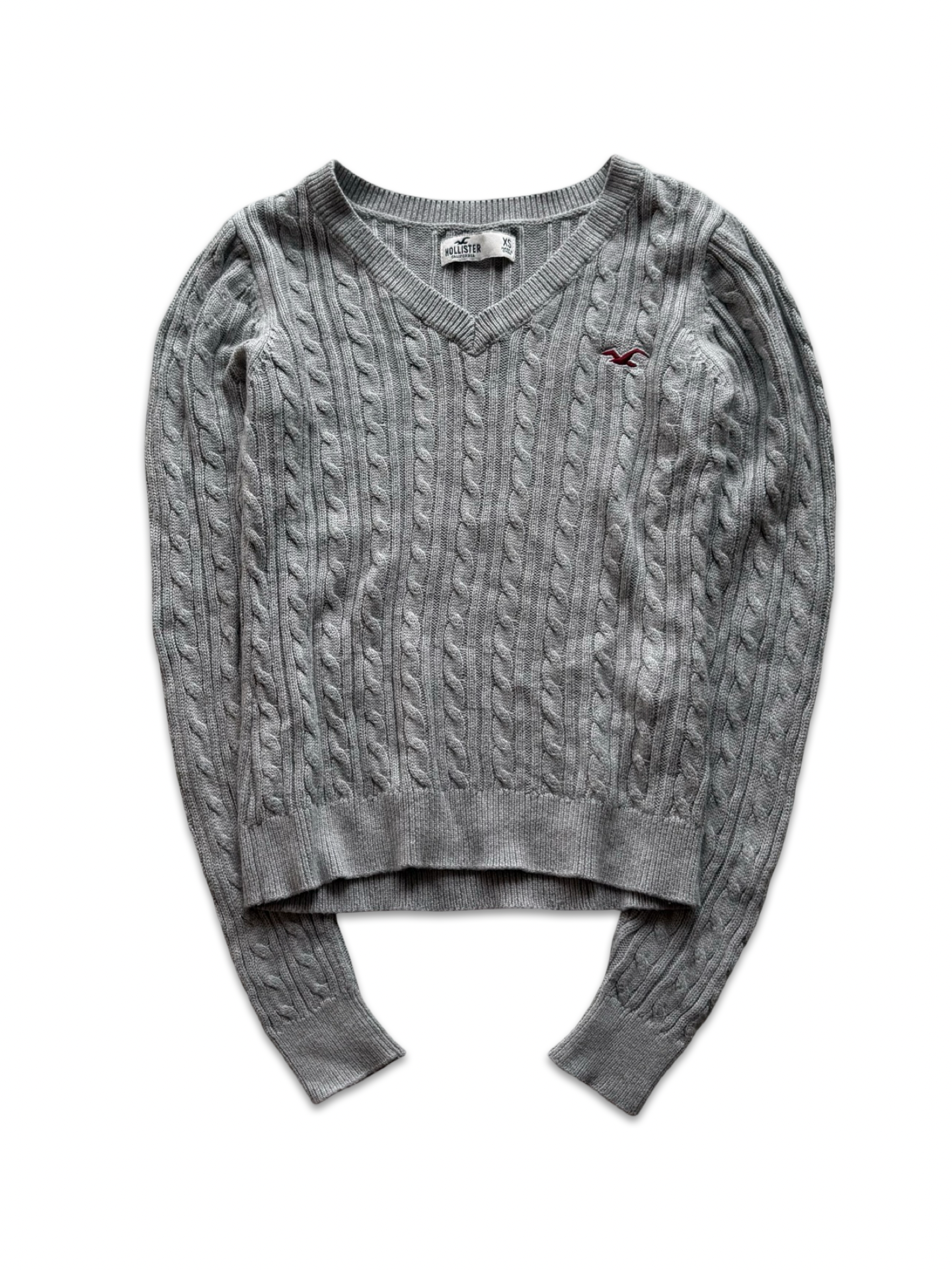 Hollister Grey Cable Knit Sweater (XS)