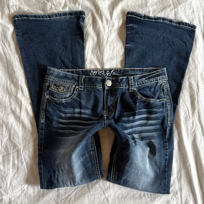 Amethyst Low-Rise Dark Wash Bootcut Jeans - Size L