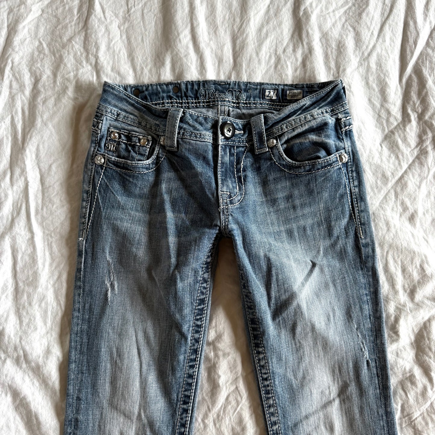 Miss Me Low-Rise Light Wash Bootcut Jeans - Size XS