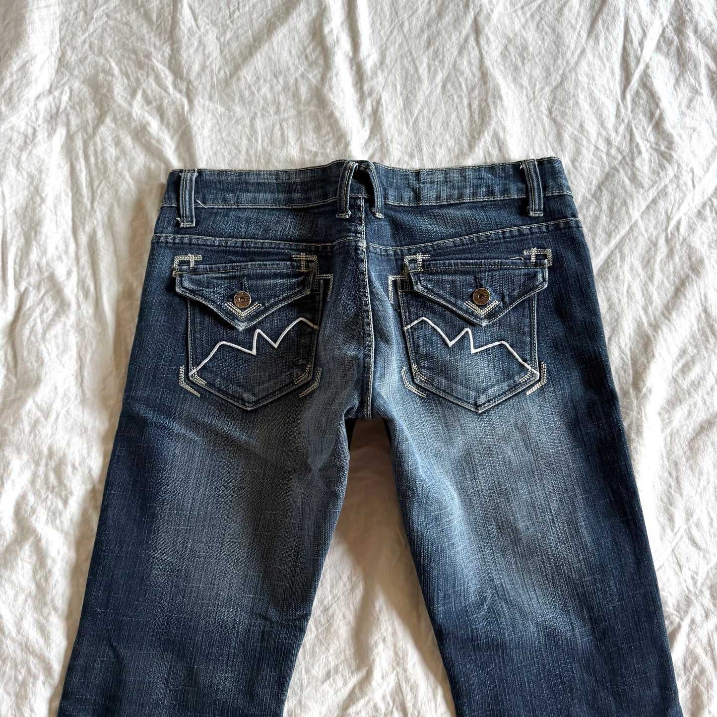 Mim Low-Rise Dark Wash Wide Leg Jeans - Size M/L