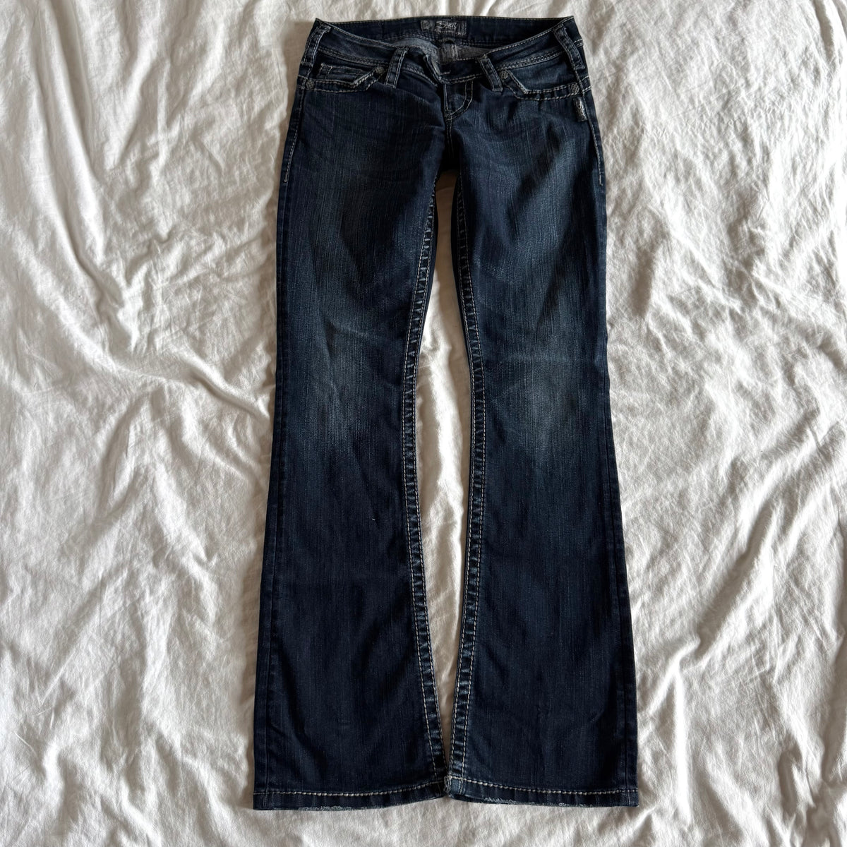 Silver Low-Rise Dark Wash Straight Fit Jeans - Size XXS