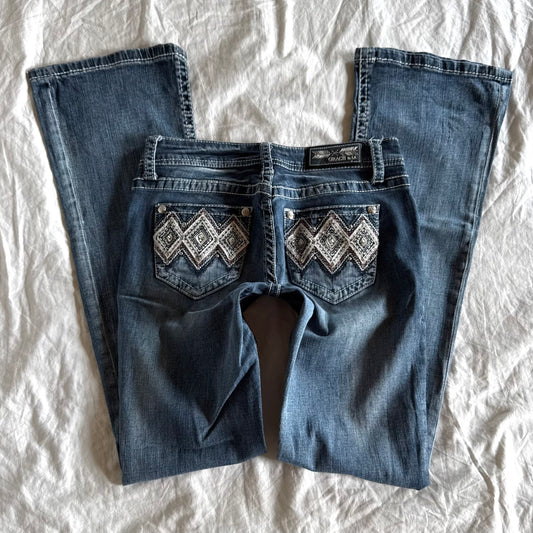 Grace Low-Rise Medium Wash Straight Fit Jeans  - Size S