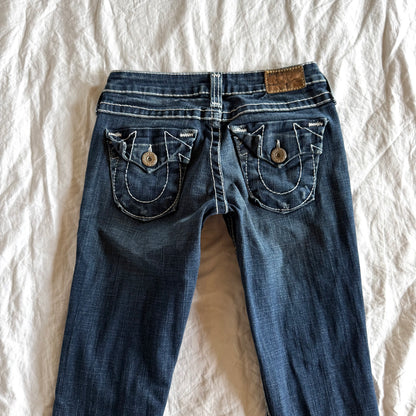 True Religion Low-Rise Dark Wash Bootcut Jeans - Size XXS