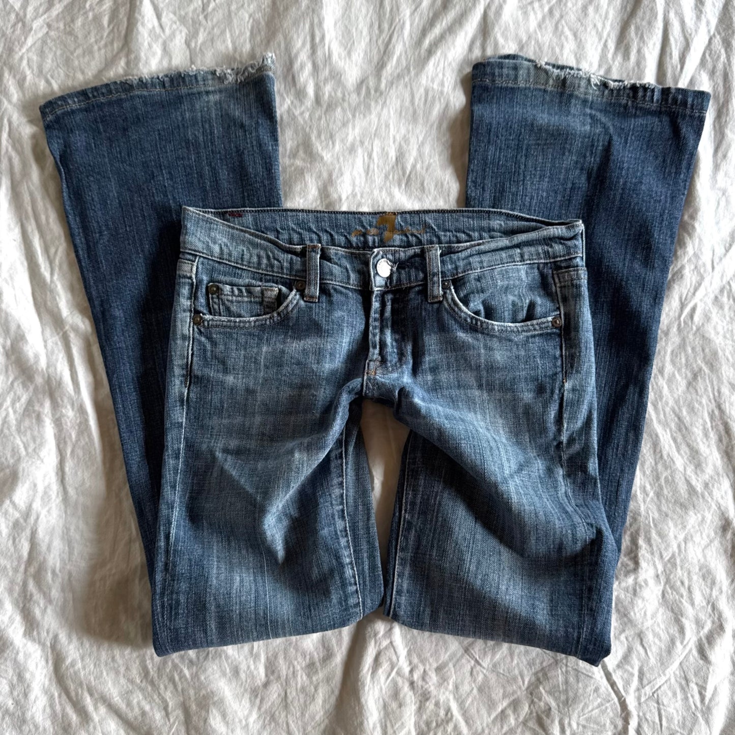7 for All Mankind Low-Rise Medium Wash Straight Fit Jeans - Size XXS