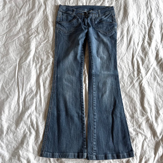 Camaieu Low-Rise Medium Wash Flared Jeans - Size XS
