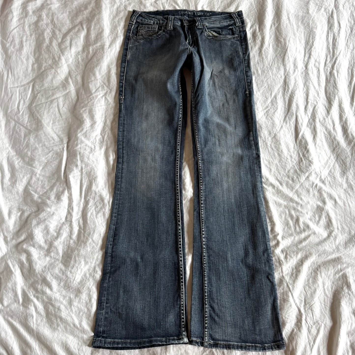 Cowgirl Tuff Low-Rise Dark Wash Straight Fit Jeans - Size M
