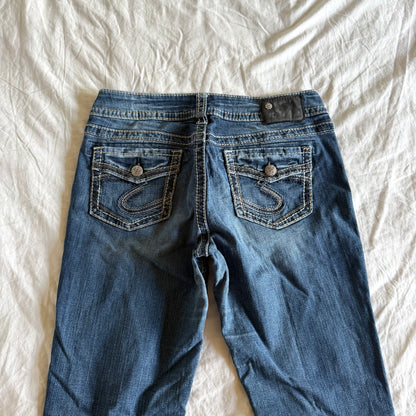 Silver Low-Rise Medium Wash Straight Fit Jeans - Size M