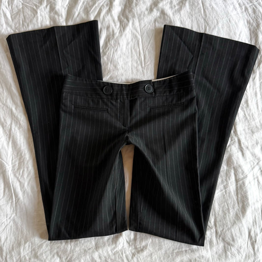 Topshop Low-Rise Pinstriped Office Siren Bootcut Trousers - Size XXS