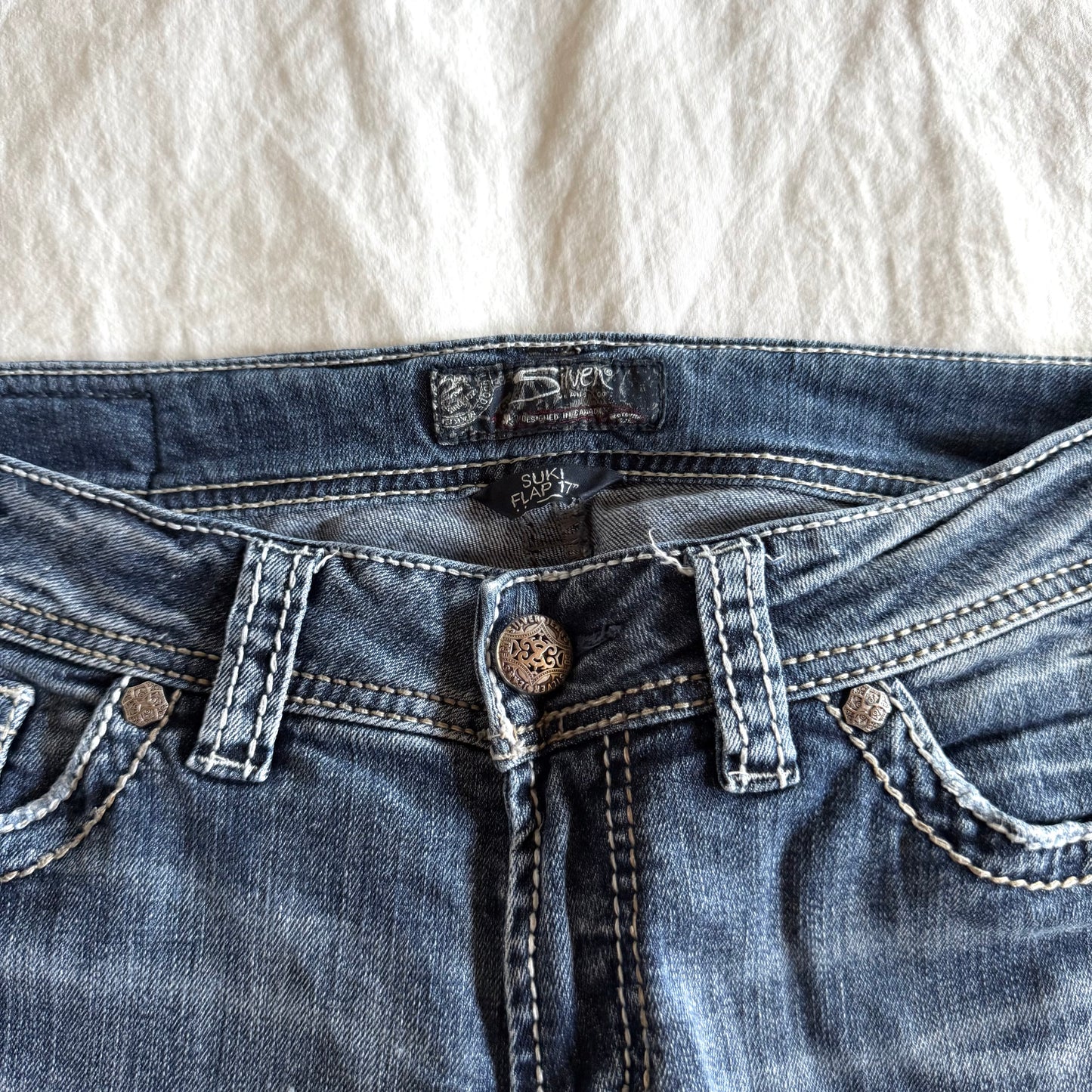 Silver Low-Rise Medium Wash Straight Fit Jeans - Size M