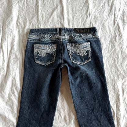 Premiere Low-Rise Dark Wash Bootcut Jeans - Size S/M