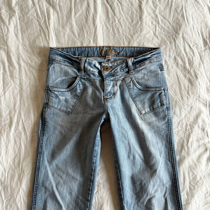 Fishbone Low-Rise Light Wash Straight Fit Jeans - Size XS/S