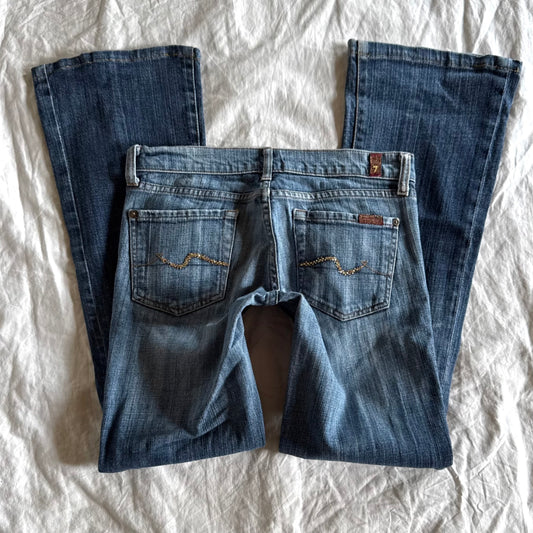 7 for All Mankind Low-Rise Medium Wash Straight Fit Jeans - Size XXS