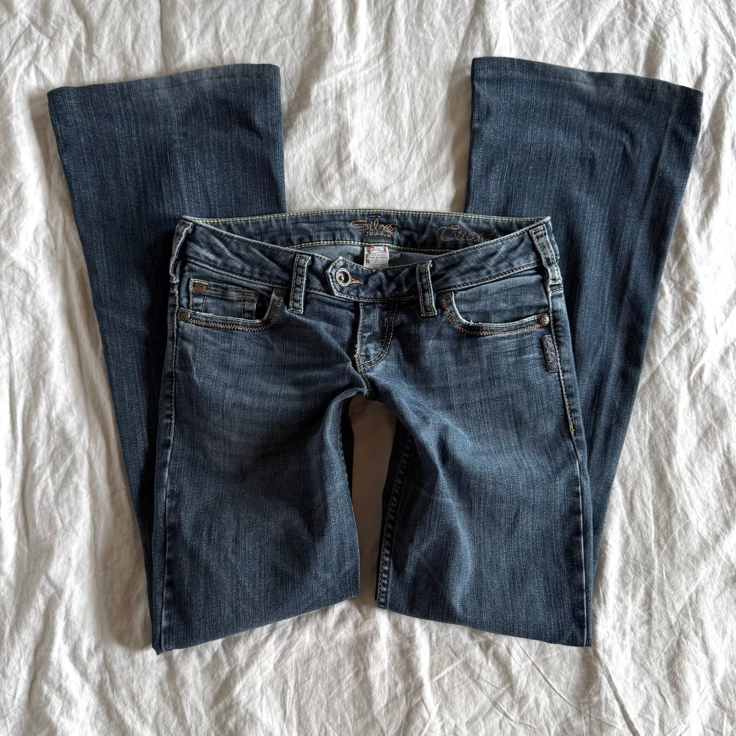 Silver Low-Rise Medium Wash Bootcut Jeans - Size XS