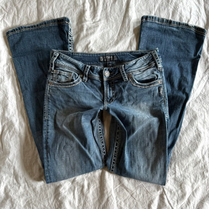 Silver Low-Rise Medium Wash Bootcut Jeans - Size M