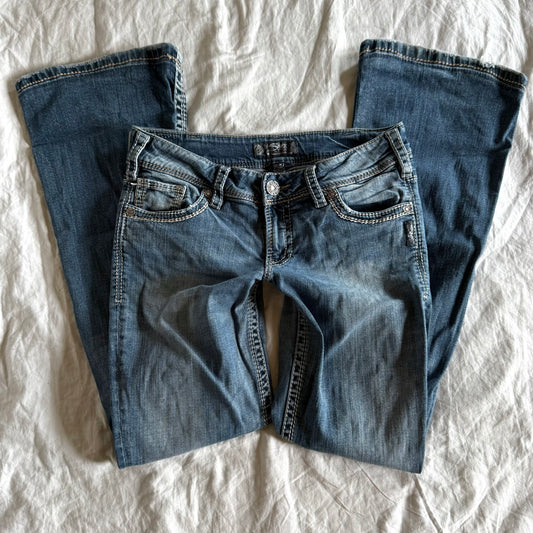 Silver Low-Rise Medium Wash Bootcut Jeans - Size M