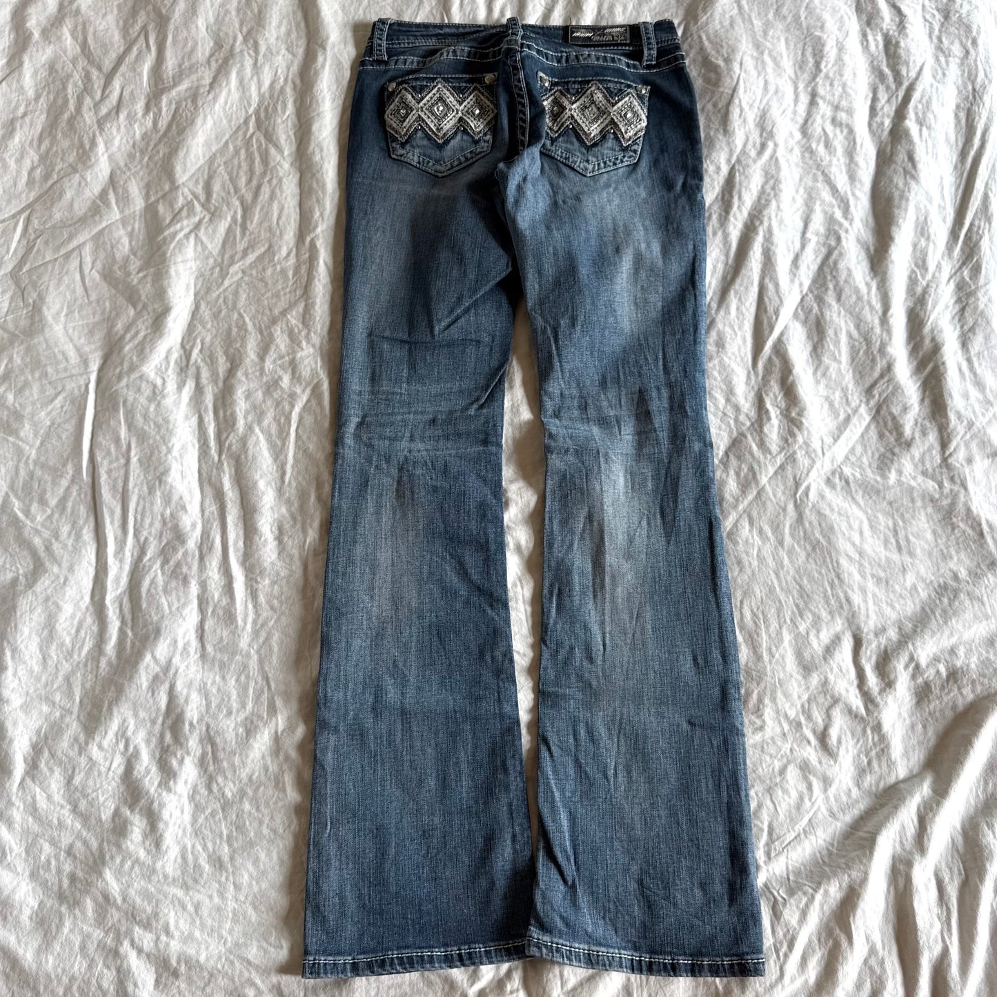 Grace Low-Rise Medium Wash Straight Fit Jeans  - Size S