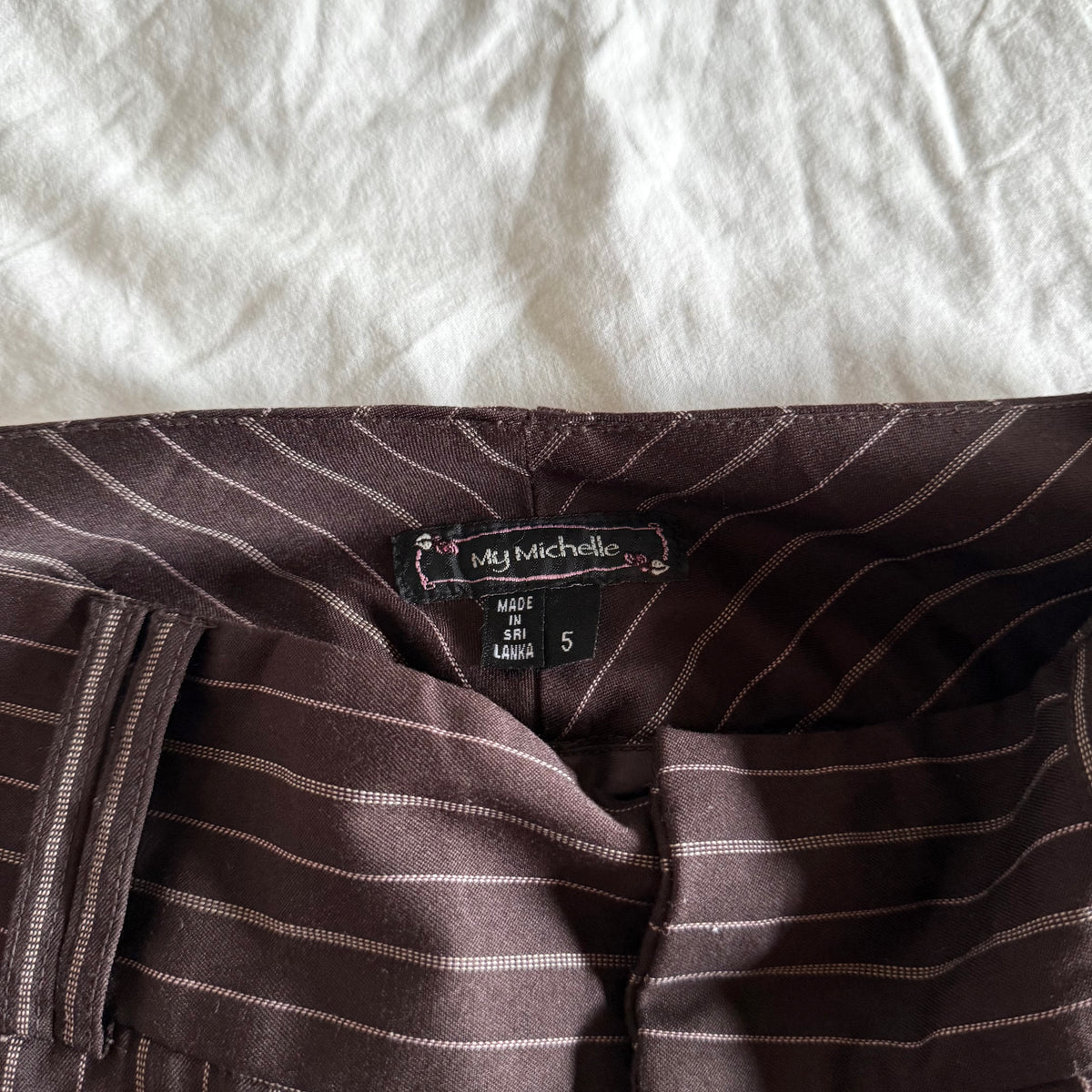 My Michelle Low-Rise Striped Office Siren Straight Fit Trousers - Size S